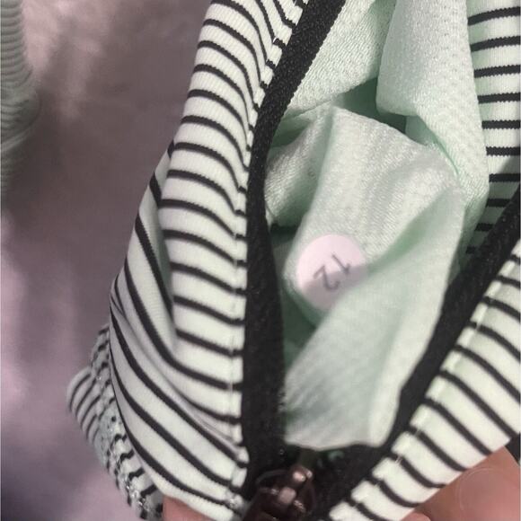 Lululemon Mint Green & Black Striped Quarter Zip Pullover Long Sleeve Top - Picture 7 of 10